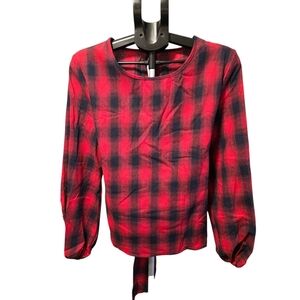 Stylish Plaid Women's Blouse in Red and Black